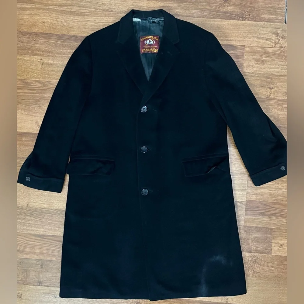 Vintage 1950s Schlesinger’s NY 100% Black Mongolian Cashmere 3 Button Overcoat